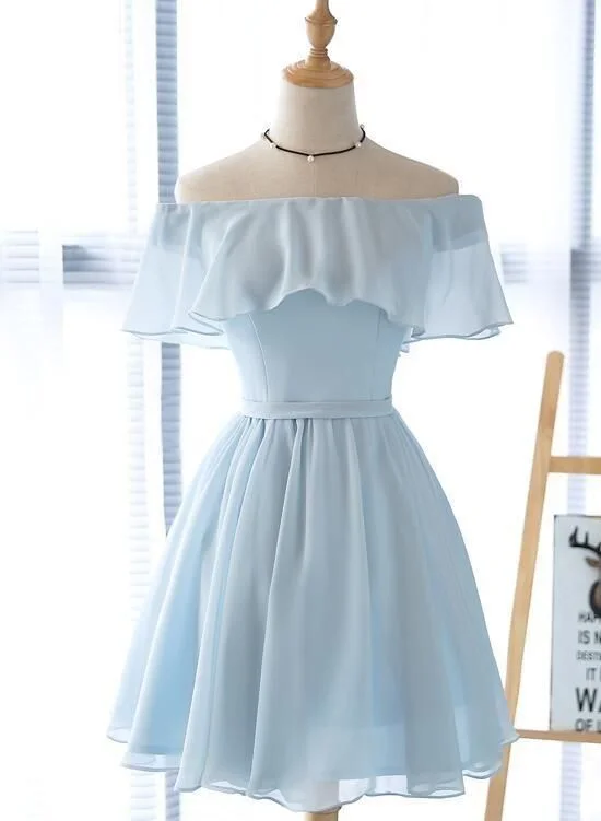 Trendy Styles Luxury Style LIGHT BLUE SHORT BRIDESMAID DRESS, SIMPLE HOMECOMING DRESS cg2251