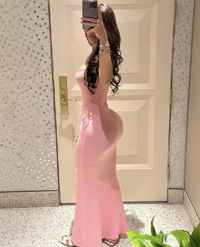 Enjoy Discount Elegant Attire Sexy Pink Bodycon Dress,Pink Sleeveless Prom Dress Y5717