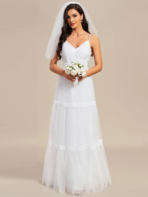 Sophisticated Street Style Offers Urban Sophistication Spaghetti Straps Embroidery Wholesale Wedding Dresses