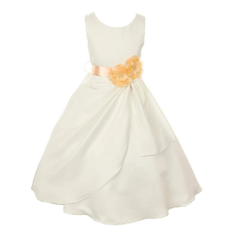 Style Breakthroughs Parisian Effortless Chic Style Little Girls Ivory Peach Bridal Dull Satin Sequin Flowers Occasion Dress 2-6