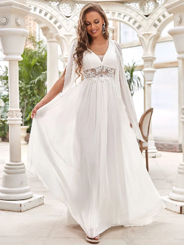 Step Ahead, Lead The Trend Save on Classic Elegant Styles Deep V Neck A-Line Floor Length Wholesale Wedding Dresses