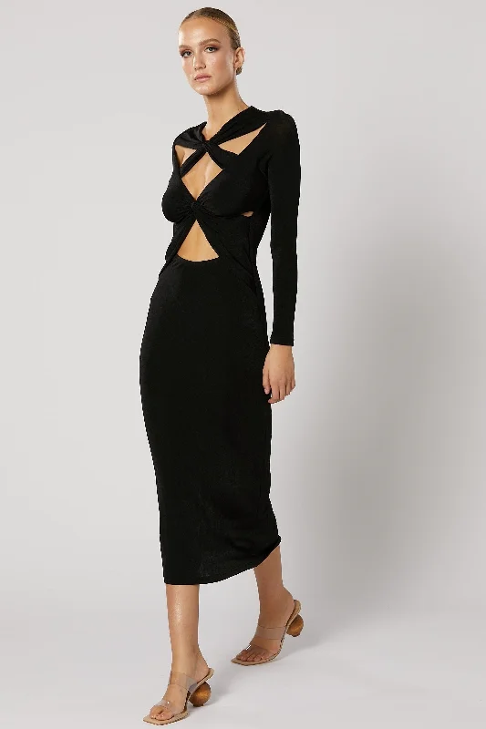 Premium Style Offers Artful Design Ithaca Cut Out Dress - Black