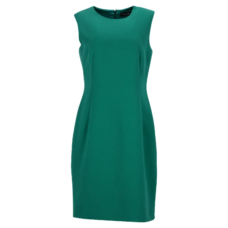 Style Upgrade Flash Sale Dolce & Gabbana Sleeveless Mini Dress in Green Virgin Wool