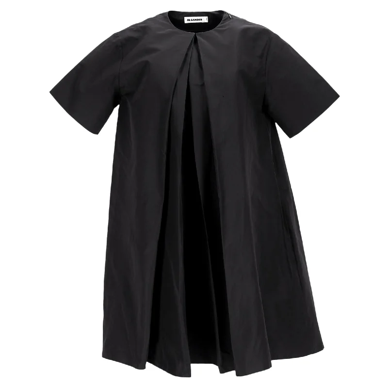 Clearance Event Disco - Inspired Retro Dance Look Jil Sander Pleated Mini Dress in Black Cotton