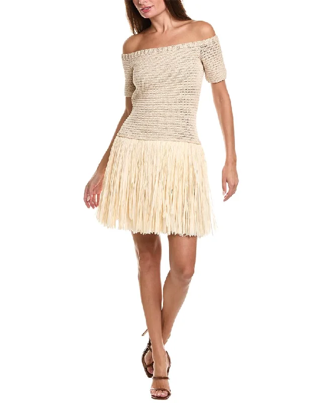 Fresh Styles, Fresh Deals Casual Weekend Relaxed Style Oscar de la Renta Silk-Lined Raffia Skirt Mini Dress