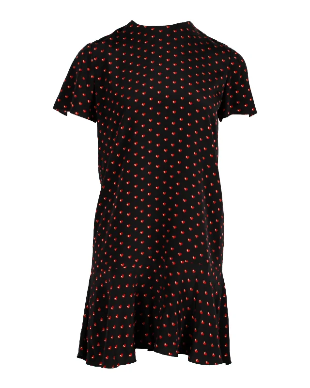 Fashion-Forward Tropical Island - Inspired Attire Saint Laurent Heart-Print Mini Dress in Black Cotton