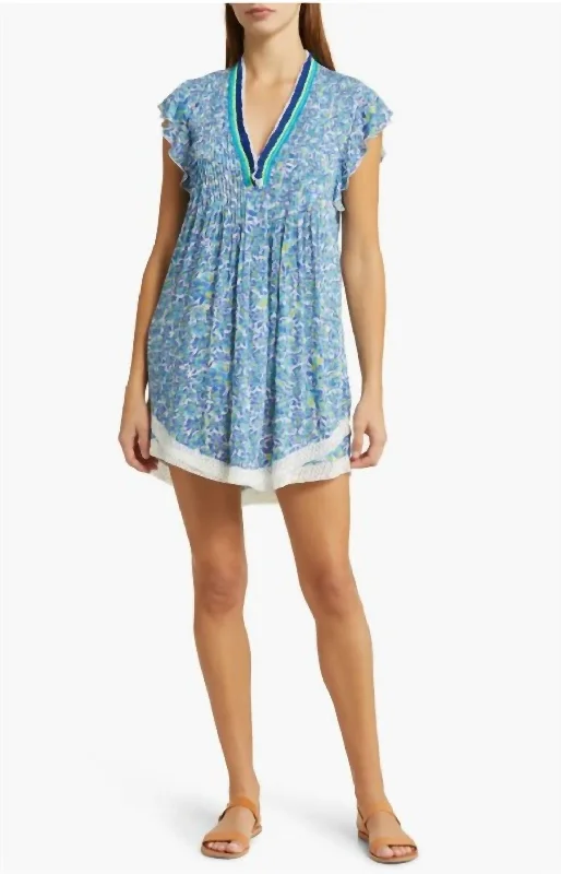 Stay Ahead In Style Romantic Flair Sasha Mini Dress In Blue Ocean Flowers