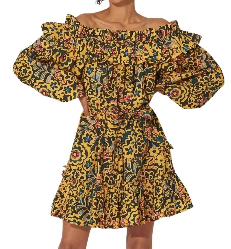 Fashion Deal Sophisticated Cut Thala Mini Dress In Matisse Print