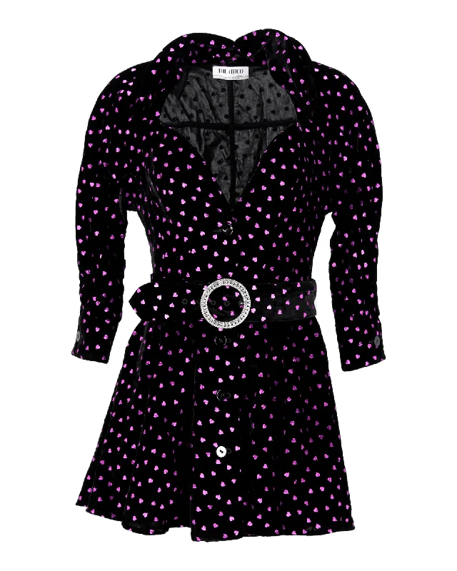 Limited Styles Y2K Nostalgic Fashion Look The Attico Heart-Print Mini Dress in Black Viscose